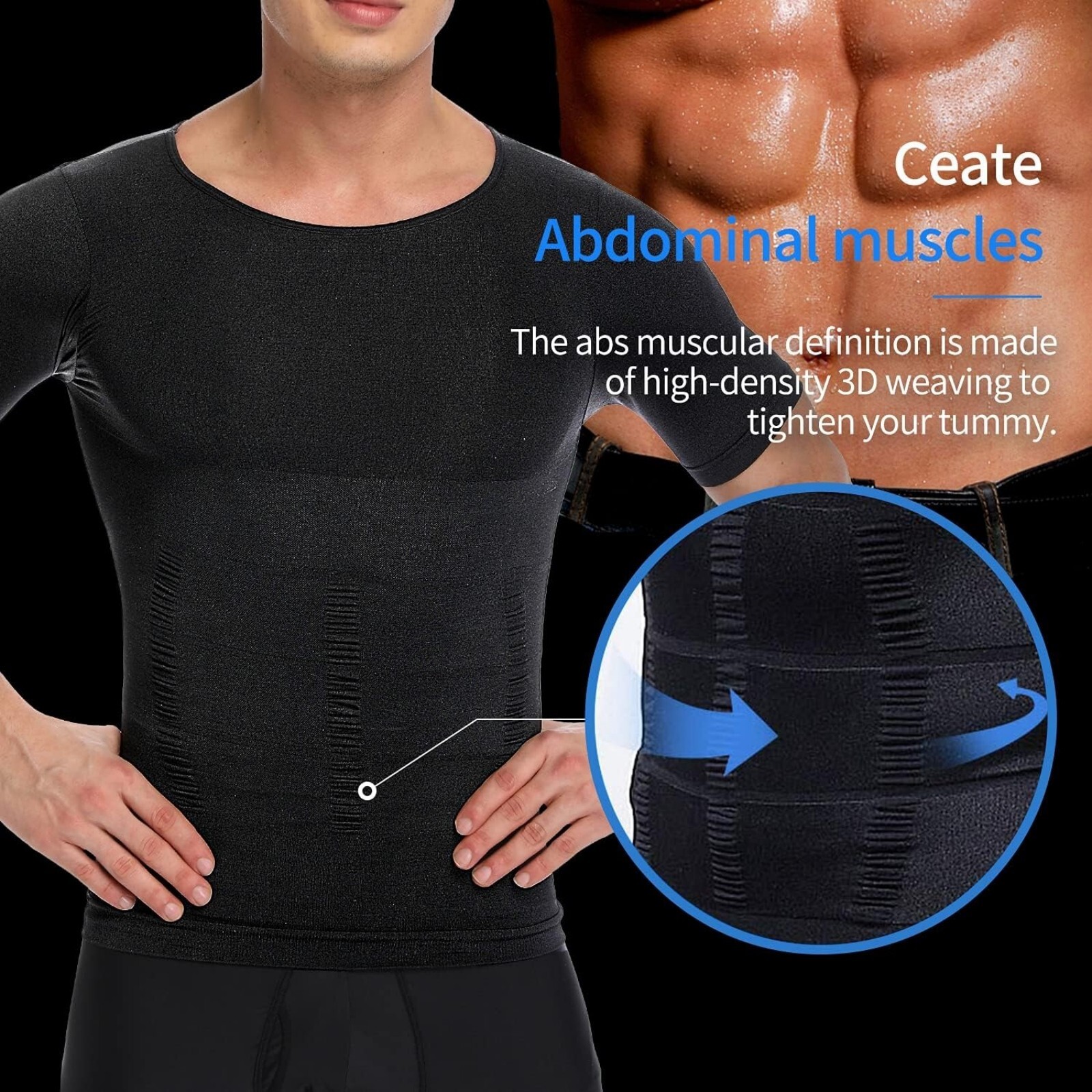 Fajas Para Hombres Faja Reductora De Hombre Men Tee Shaper Tummy Control T shirt gallery