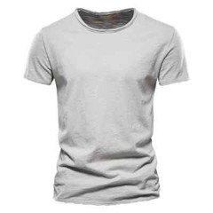 100% Cotton Round Neck Design Slim Fit Soild Color Short Sleeve T Shirt for Men