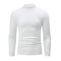 Men Long Sleeve Slim Fit Stretch T-shirt Mock Neck Turtleneck Pullover Tops