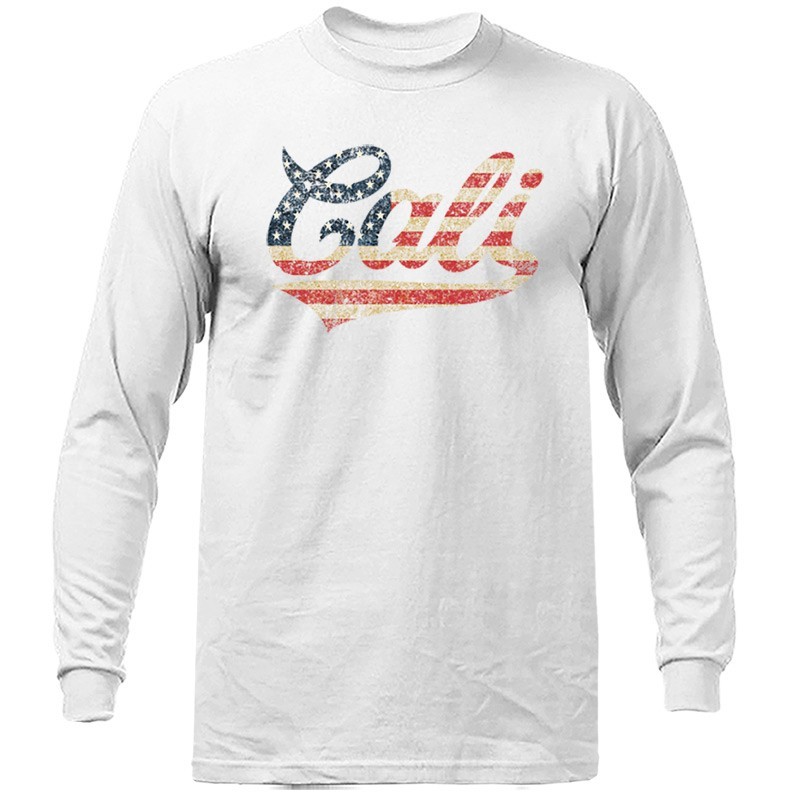 California Republic Cali Swoosh Americana US Flag Long Sleeve T-Shirt