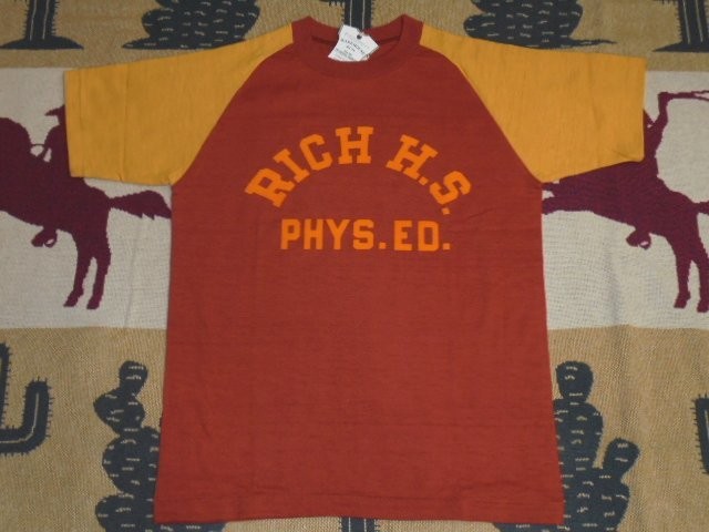 Rich Wearhouse 4077 RICH H.S. Crew Red Gold L Short Sleeve Raglan Japan