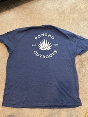 Poncho Outdoors Double Sided Graphic Short Sleeve T-Shirt Heather Blue Men’s XL