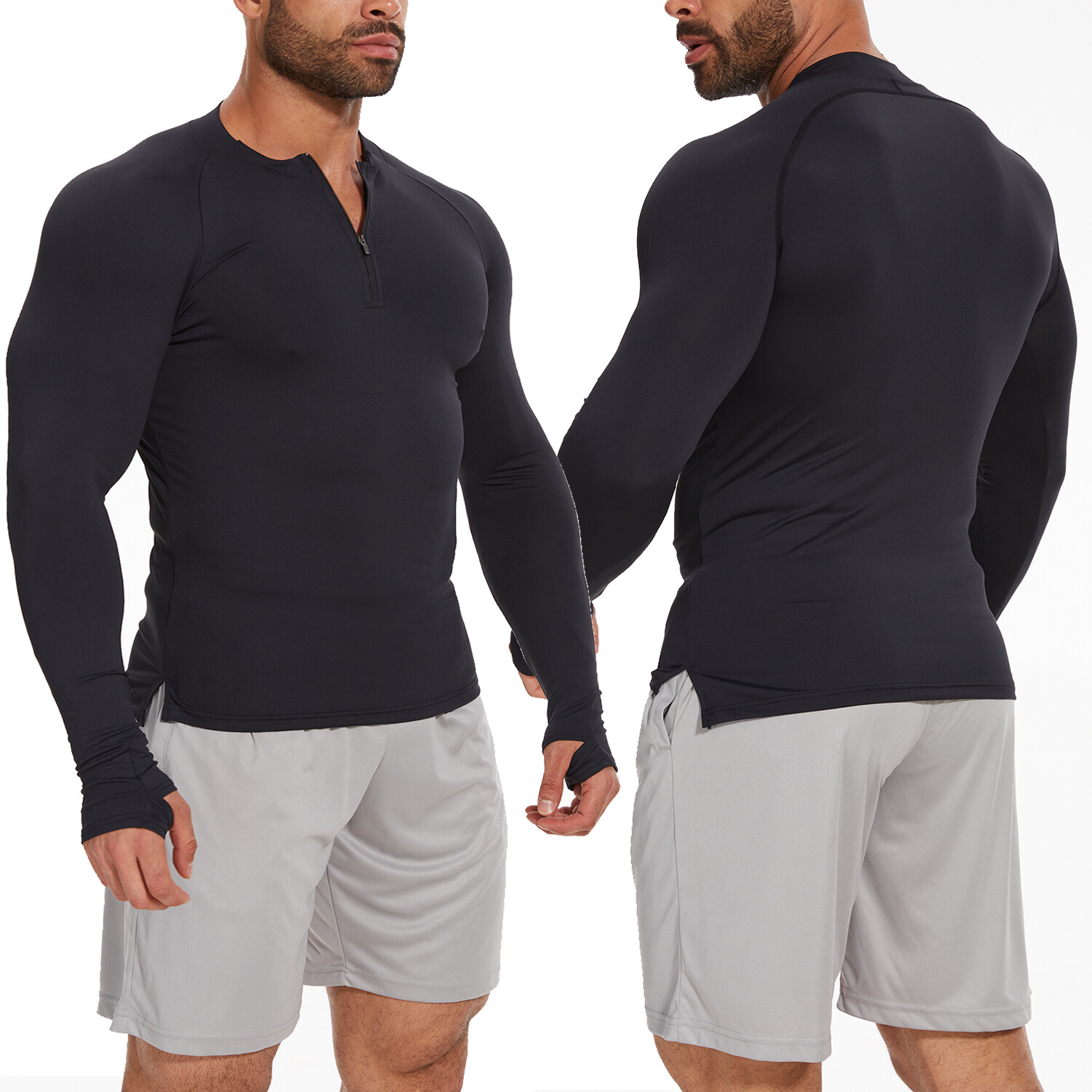 Men's 1/4 Zip Long Sleeve Shirt Quick Dry Running Tops Athletic Quarter T-Shirt gallery