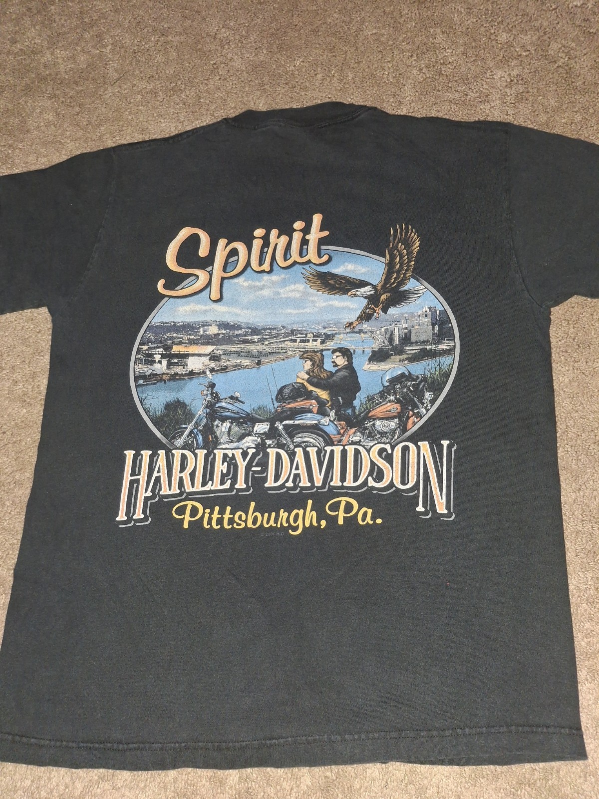 Vintage Harley Davidson T Shirt Blue Flame Pittsburgh, PA SEE MEASUREMENTS gallery