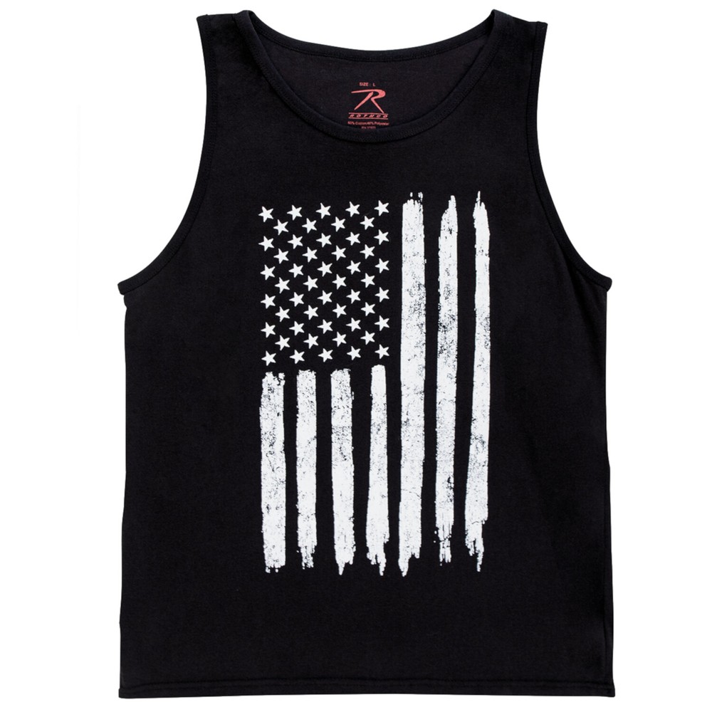 Rothco Men’s Black Tank Top w/ Vertical Distressed US Flag