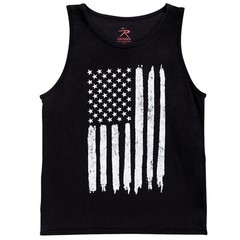Rothco Men’s Black Tank Top w/ Vertical Distressed US Flag