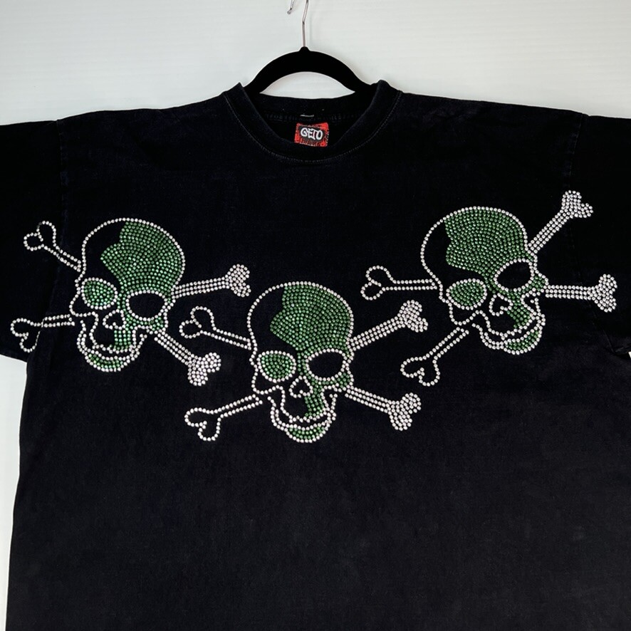 Geto Jeans Men Shirt XXXL Skull Crossbone Metallic Stud Shiny Work Party Core Go gallery