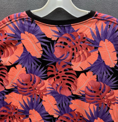 CSG Graphic Tee T-Shirt Men Multi Color All Over Print Leaves Crew Neck Size XXL