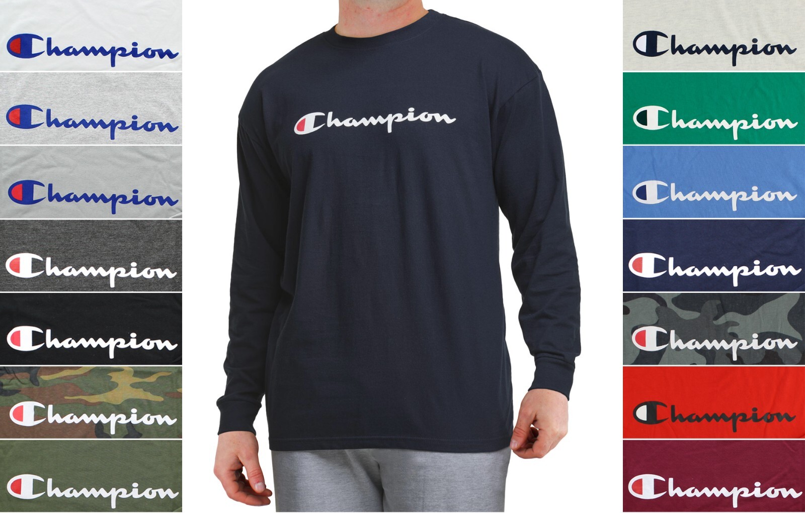 Champion Men's Jersey T-Shirt Big & Tall Crew Neck Athleticwear Long Sleeve Tee gallery