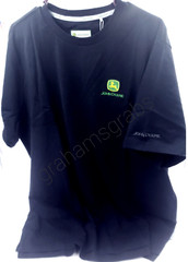 JOHN DEERE MEN’S EMBROIDERED VINTAGE LOGO T-SHIRT BLACK CREW NECK GREEN LOGO NWT