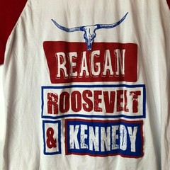 Reagan Roosevelt Kennedy Crazy Train Men’s XXL White Red Half Sleeve T Shirt