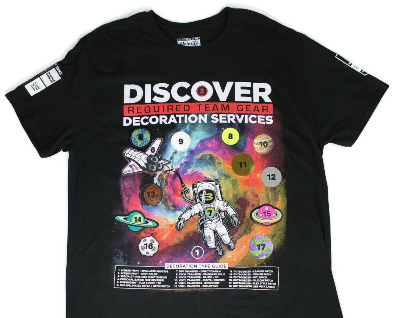 Private Label Space Shuttle Raised Emblems Short Sleeve Black T-Shirt Men's Sz L gallery