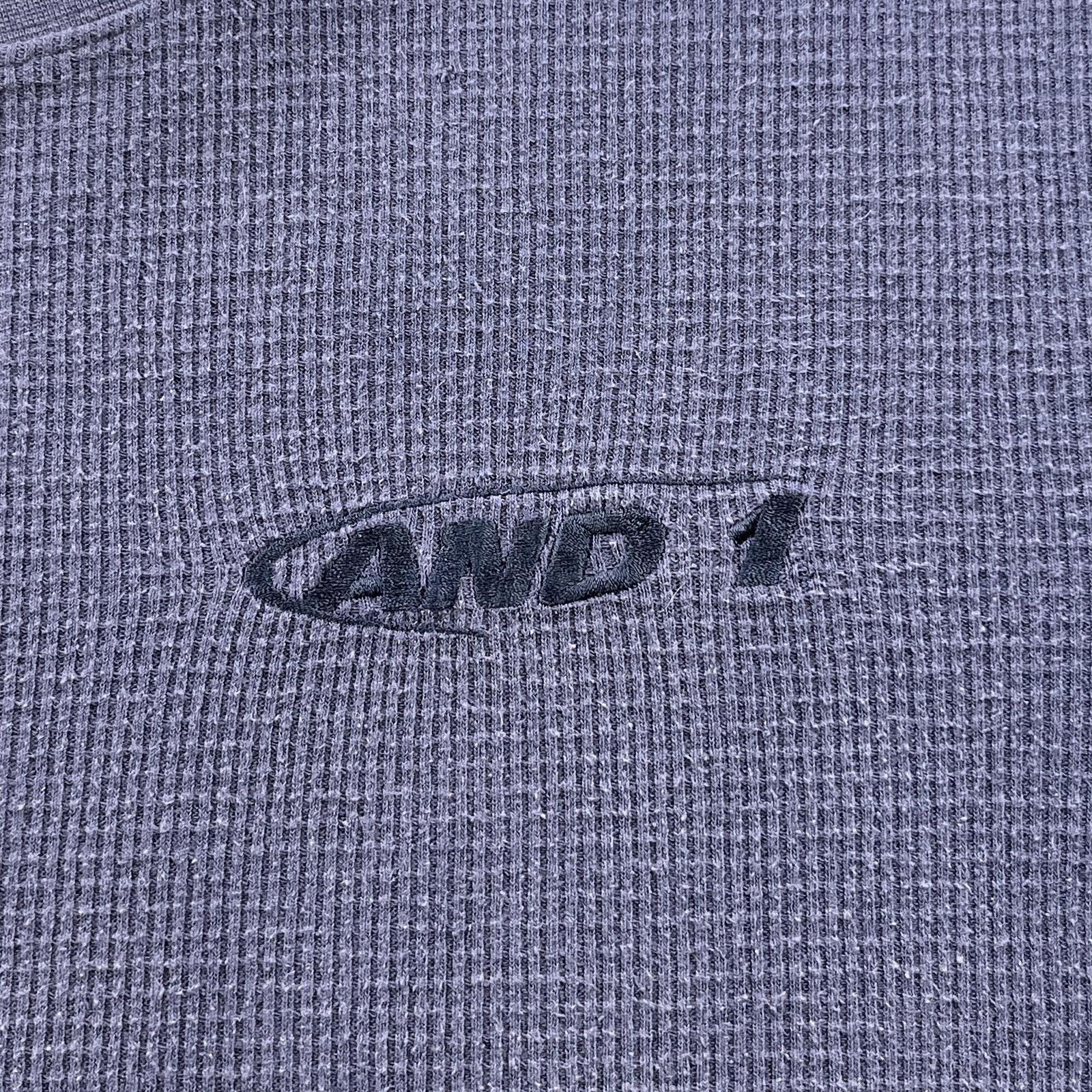 Vintage AND1 T-Shirt Mens Large Blue Thermal Waffle Knit Basketball Long Sleeve gallery