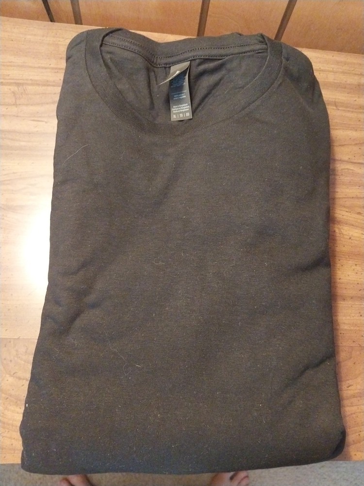 Gildan Mens Black Layflat Collar Crew T-shirts 6 Pack Size XL