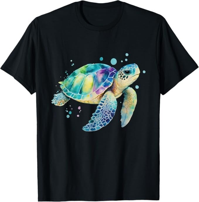 Turtle Splash Artwork - Beach Ocean Wildlife Animal Lover T-Shirt - H069 gallery