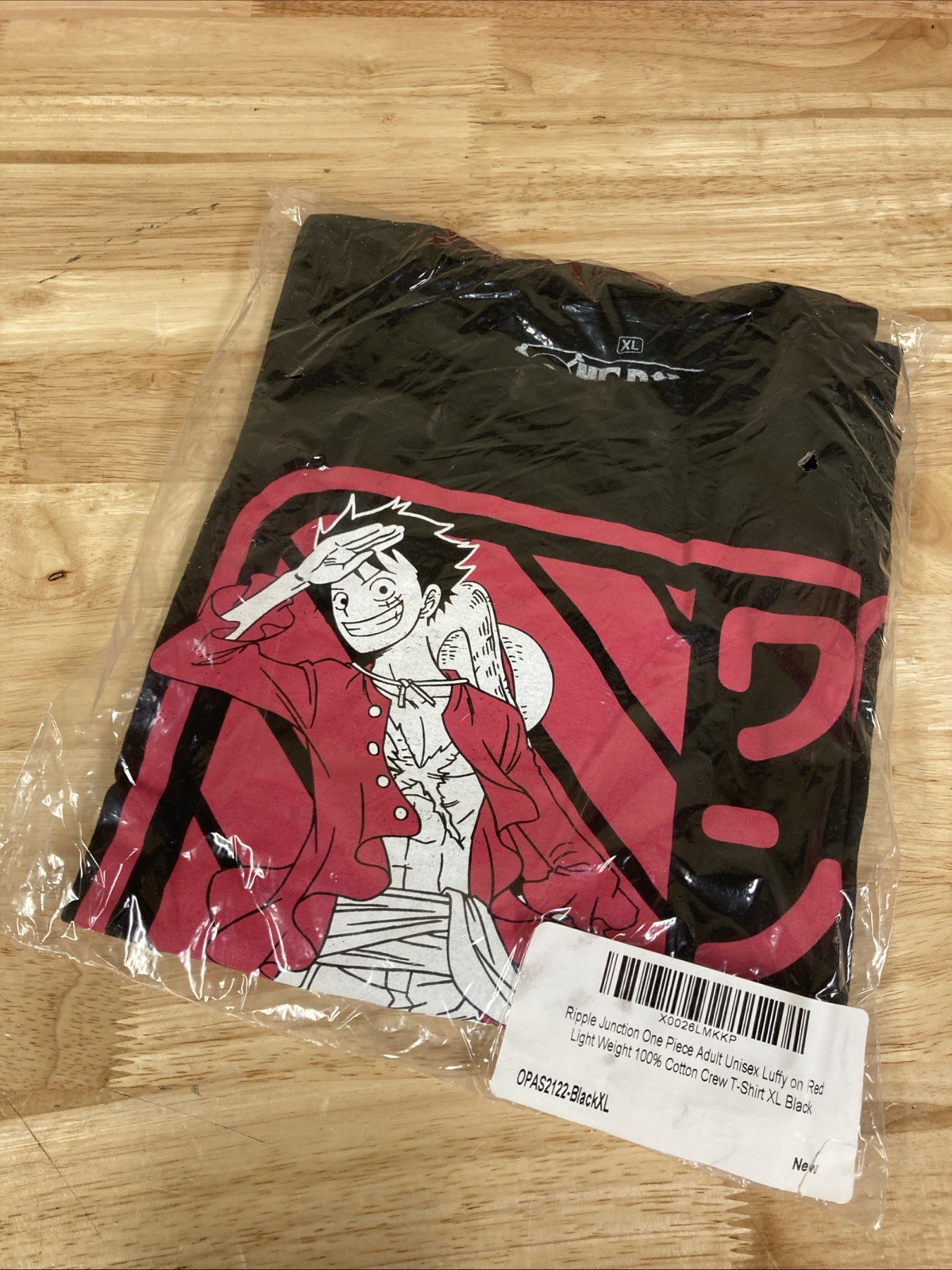 Ripple Junction Adult Unisex One Piece Luffy On Red T-shirt Size XL Black New gallery