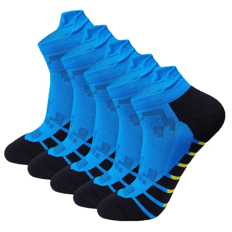 Men’s Blue with Black 5-Pack Cushioned Seamless Anti Sweat Blister Proof Odor…