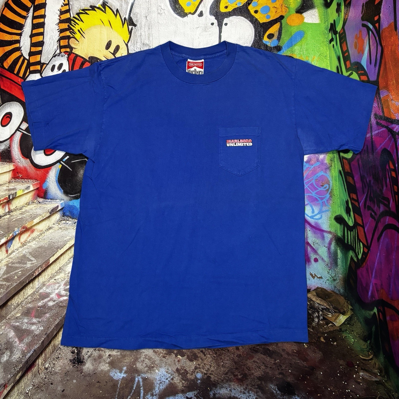 Vintage Marlboro Unlimited T Shirt XL USA Single Stitch Wolf Graphic Pocket 90s gallery