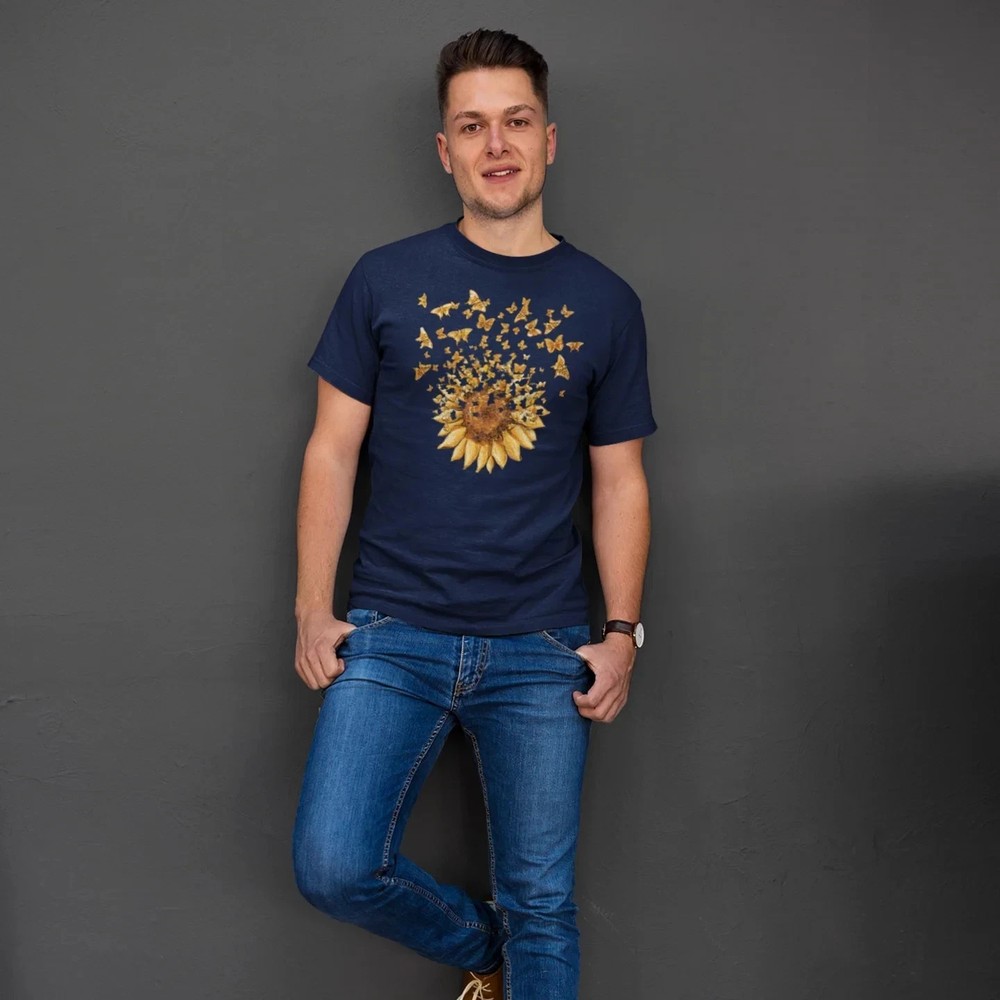 Sunflower Printed Unisex Round Neck Short Sleeve T-Shirt –Premium Cotton Graphic