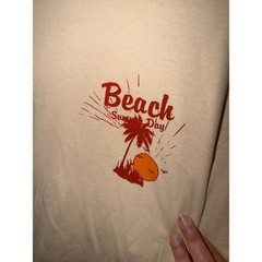 SHEIN Beach Summer Day Graphic Tee Cream Beige Short Sleeve Mens Medium M