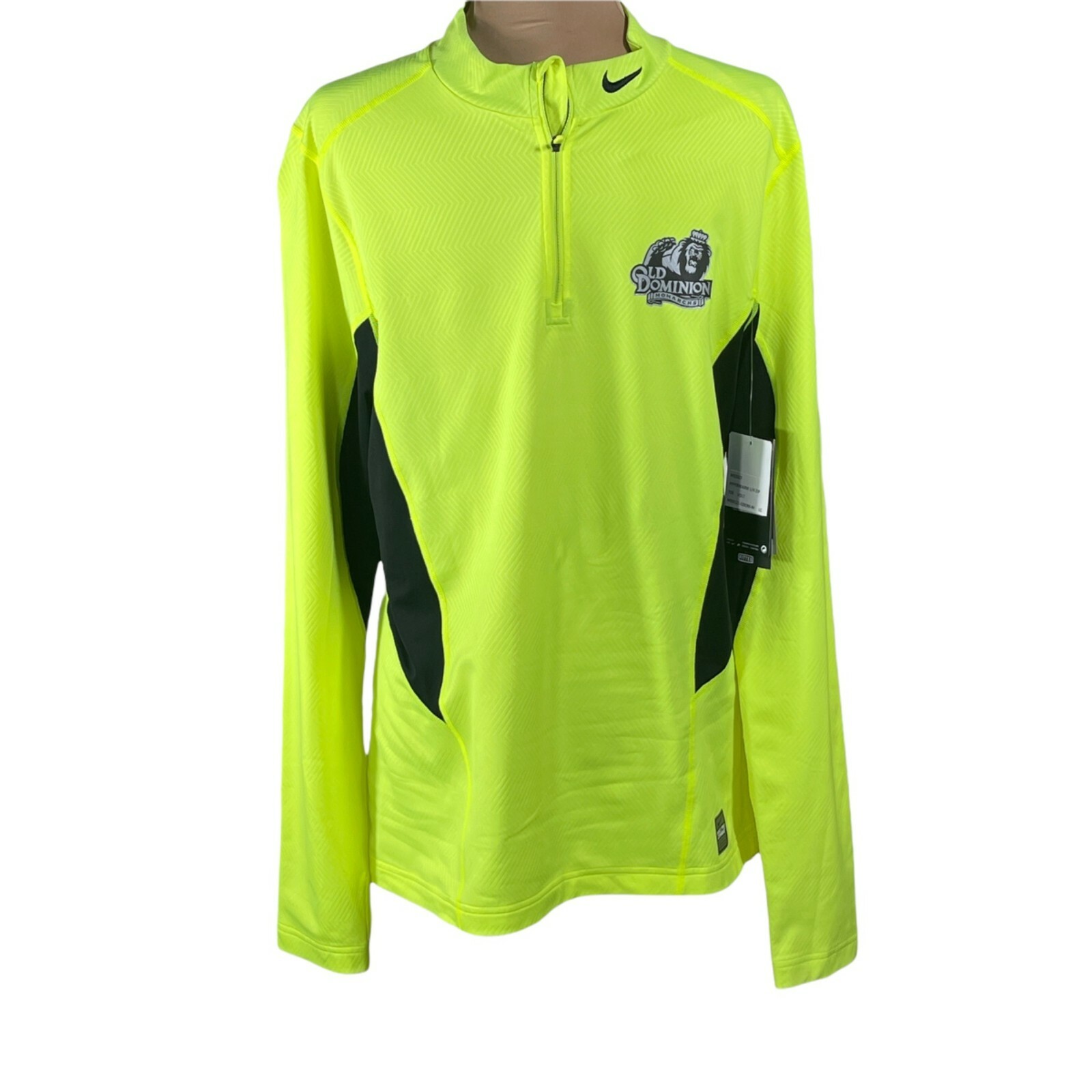 NWT Nike Pro Combat Dri-Fit Old Dominion Monarchs Chartreuse 1/4 Zip Pullover L gallery