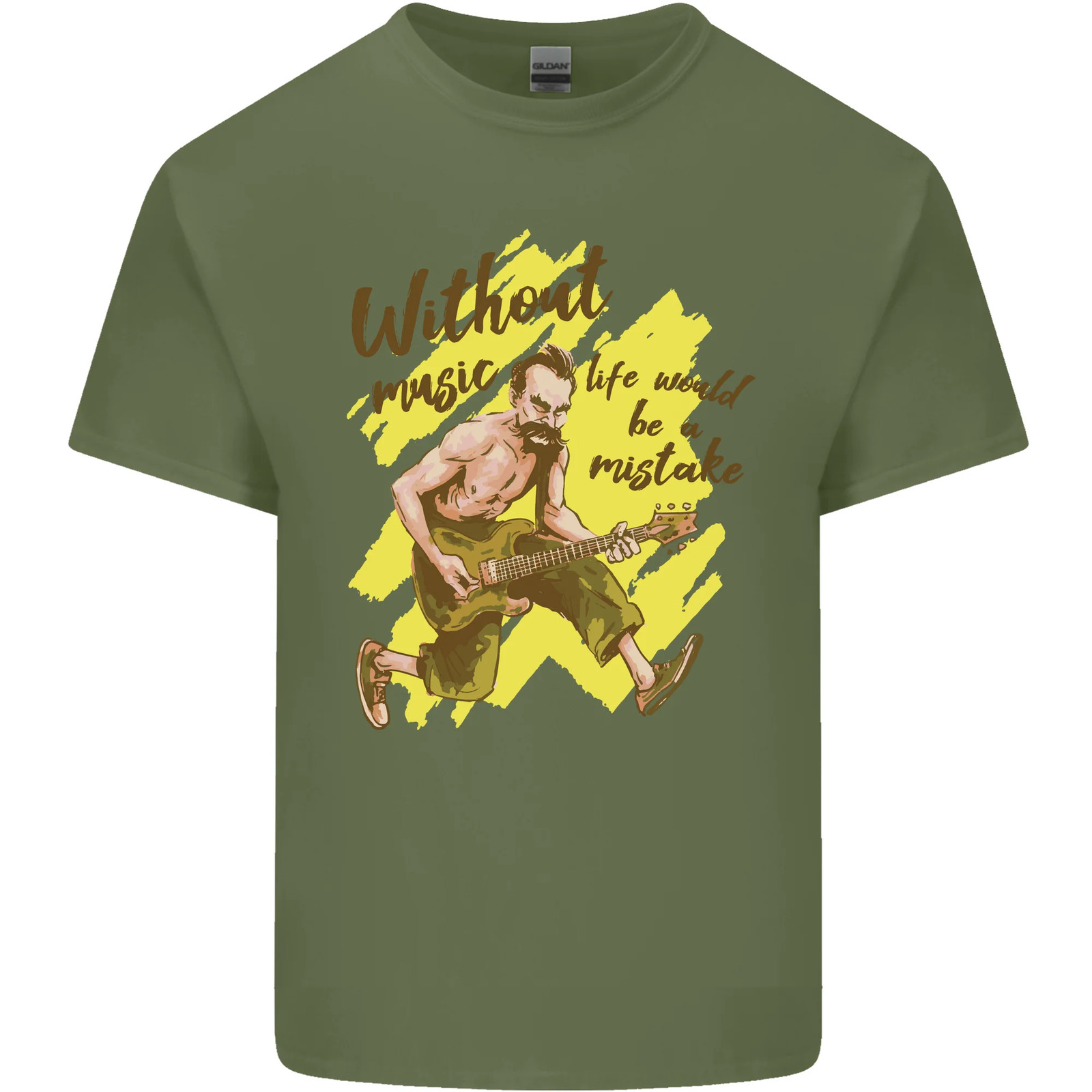 Without Music Life Would Be a Mistake Guitar Mens Cotton T-Shirt Tee Top gallery