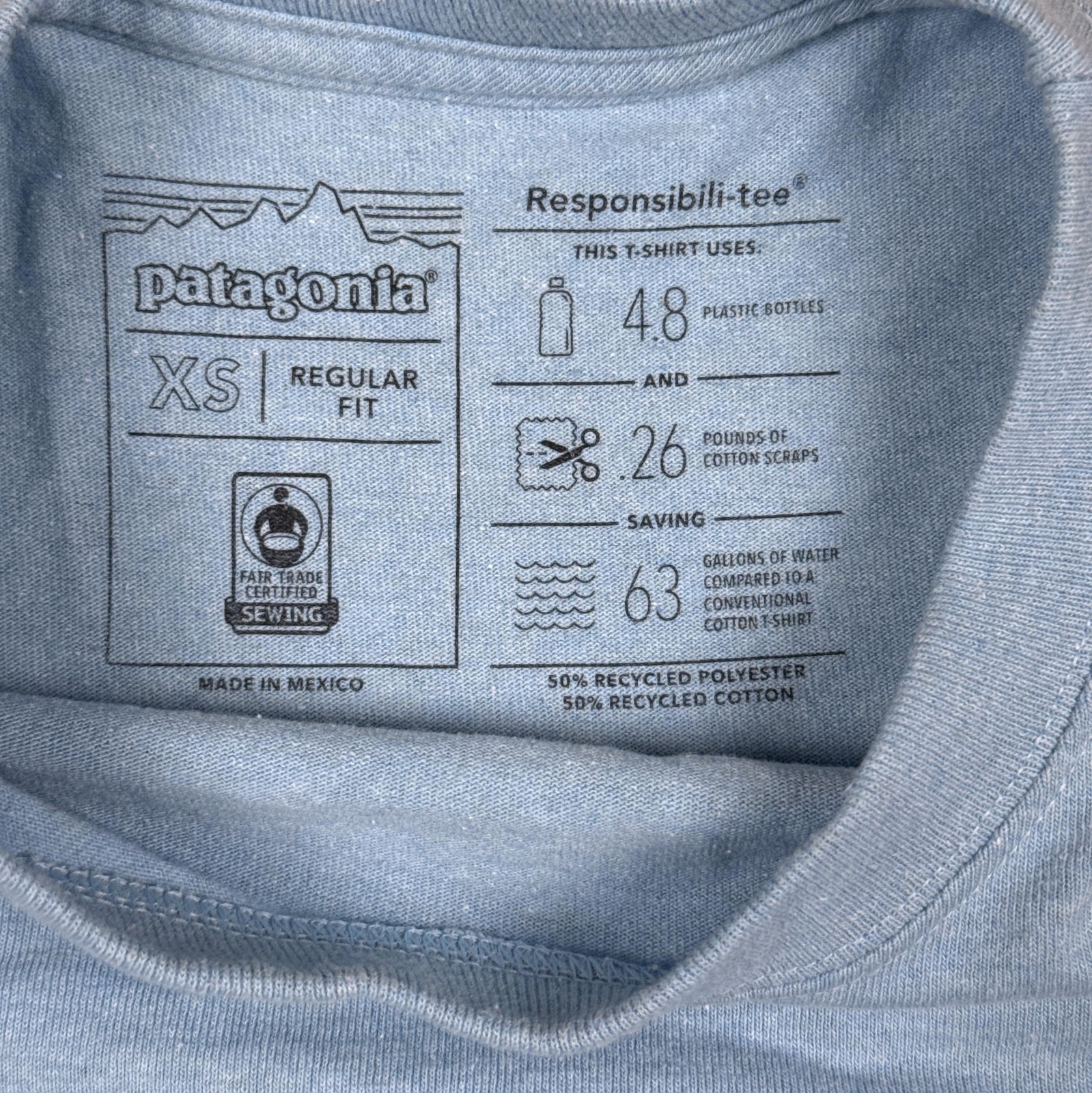 Patagonia Responsibili Tee T Shirt Men’s XS Blue Pocket P-6 Logo Casual Wear Top gallery