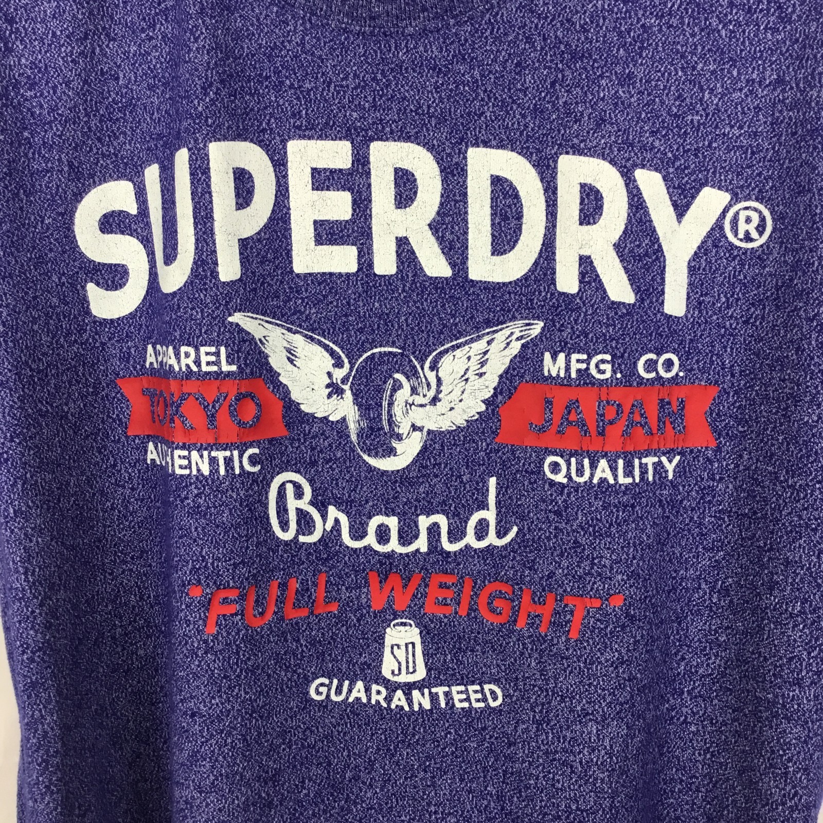SuperDry Mens Graphic T-Shirt 2XL Blue Flecked Vintage Logo Hipster Preppy Boho gallery