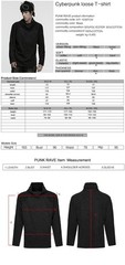Punk Rave Men Black Gothic Cyberpunk Decadent T-Shirt Loose Tops