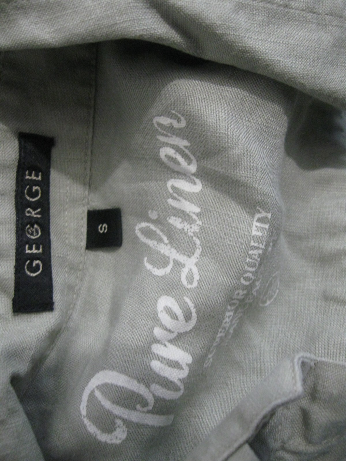 GEORGE MENS PURE 100% LINEN KHAKI GREEN CAMPING SHIRT SMALL S gallery