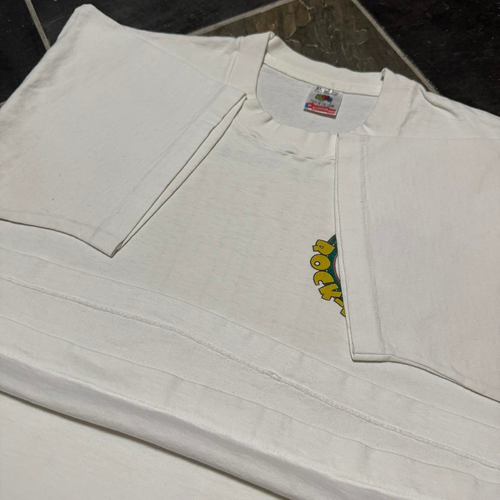 VINTAGE 94’ Woodstock SINGLE STITCH White Rock It Cargo Graphic Staff Tee - XL gallery