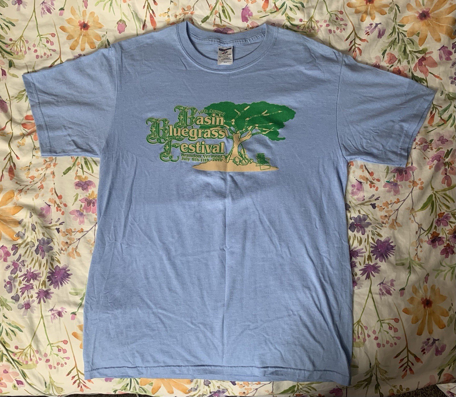 Vintage Basin Bluegrass Festival 2010 Brandon Vermont Light Blue Medium T-shirt