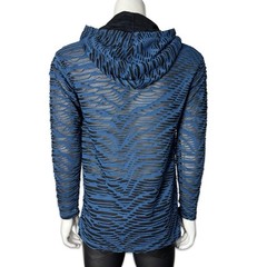 SHRINE GOTHIC DECAYED SHREDDED MATRIX BLUE BURNING MAN RAVE TECHNO SHIRT HOODIE