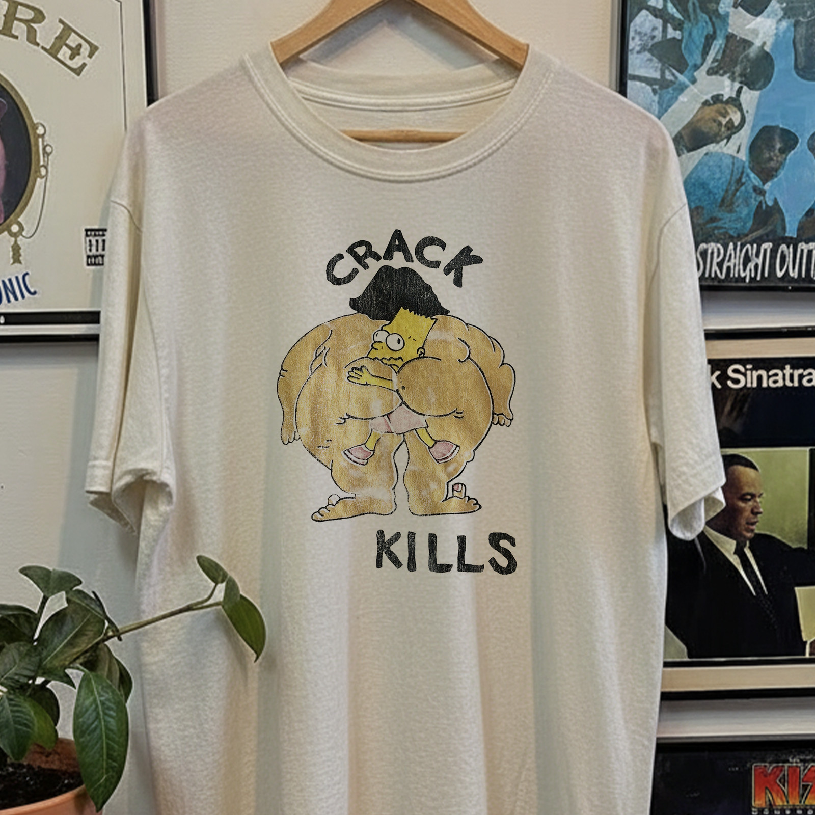 Bart Simpson Crack Kills Aged T-Shirt White XL