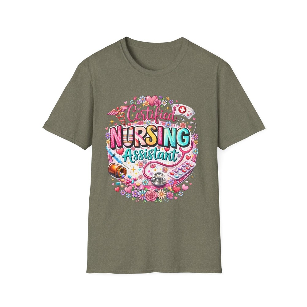Certified Nursing Assistant T-Shirt | CNA colorful floral badge