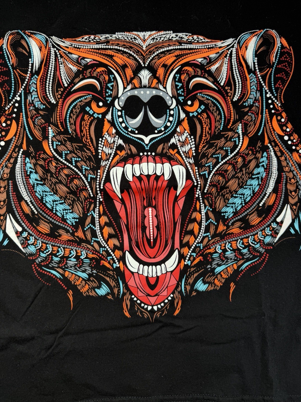 Grizzly Bear Colorful Artsy T-Shirt Small Black Short Sleeve Animal Wildlife gallery