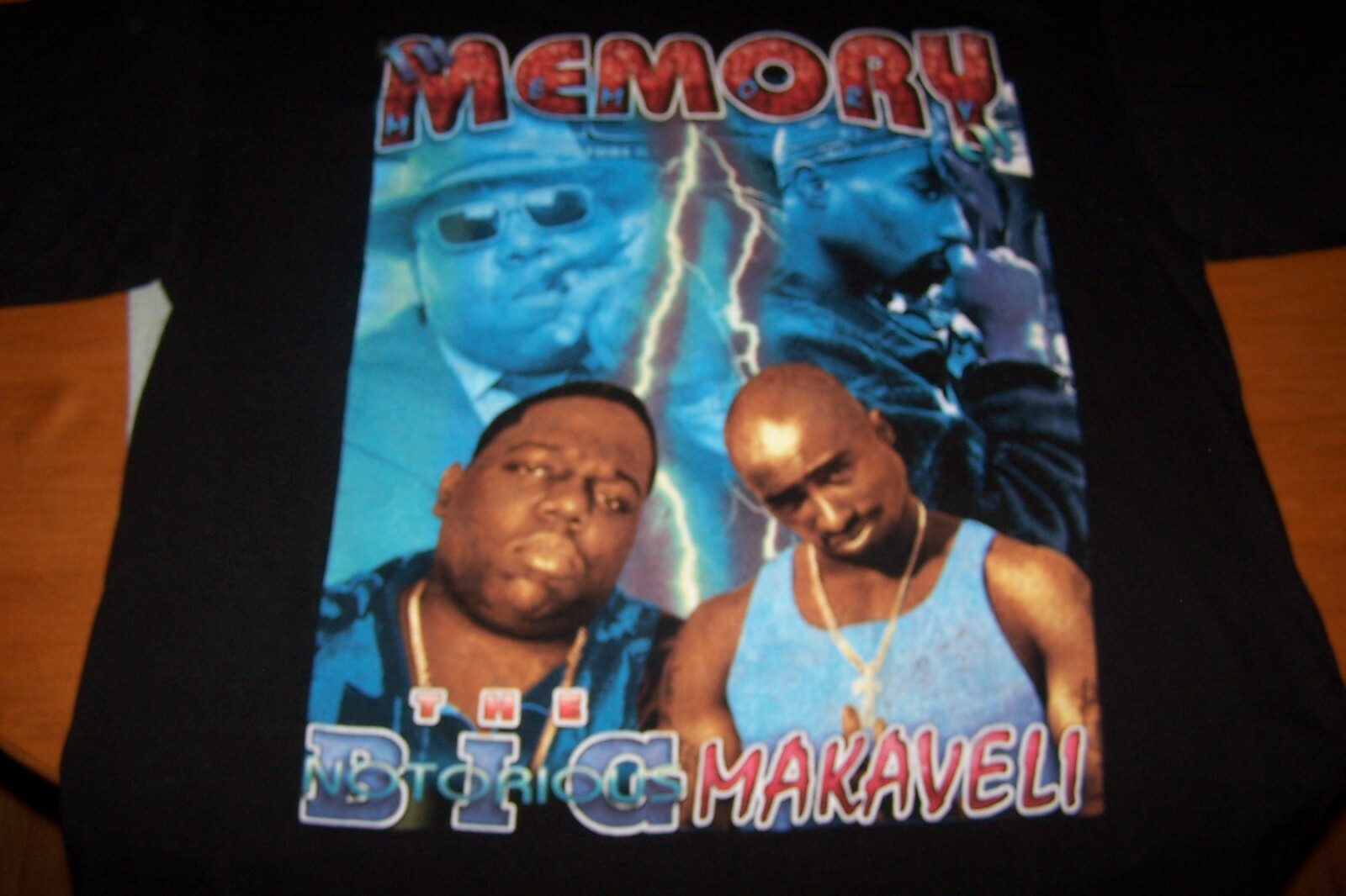 VINTAGE NOTORIOUS BIG MAKAVELI 2PAC MEMORY STOP THE VIOLENCE BLACK XL T-SHIRT gallery