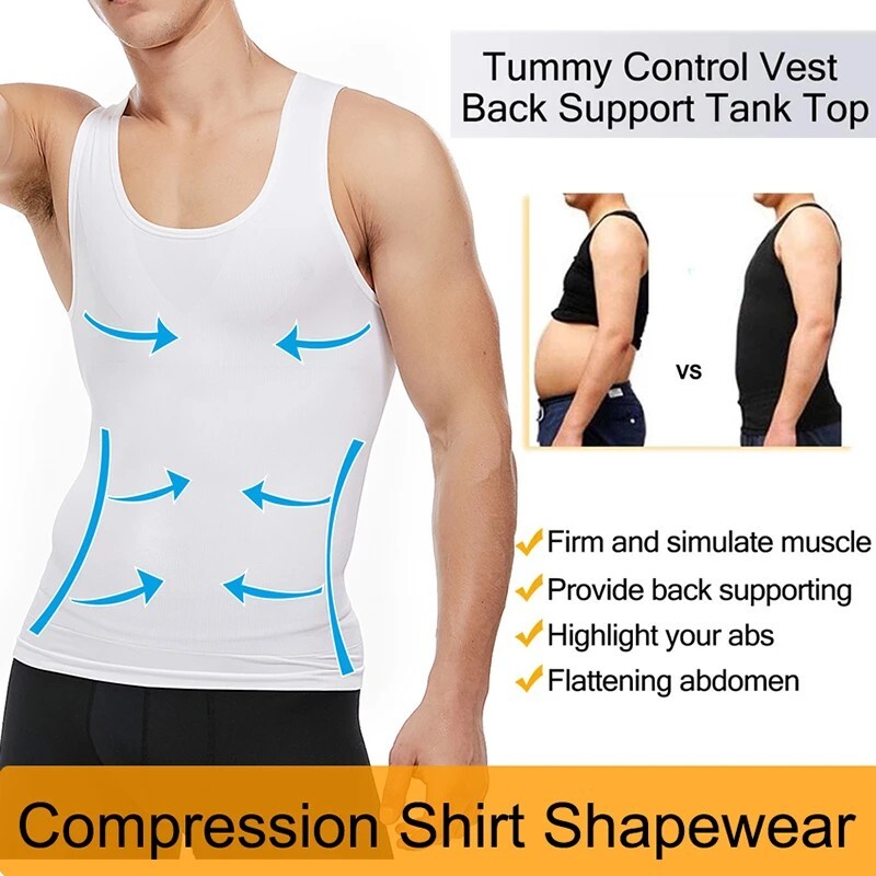 Mens Belly Compression Vest T Shirt Slimming Body Shaper Shapewear Tank Top gallery