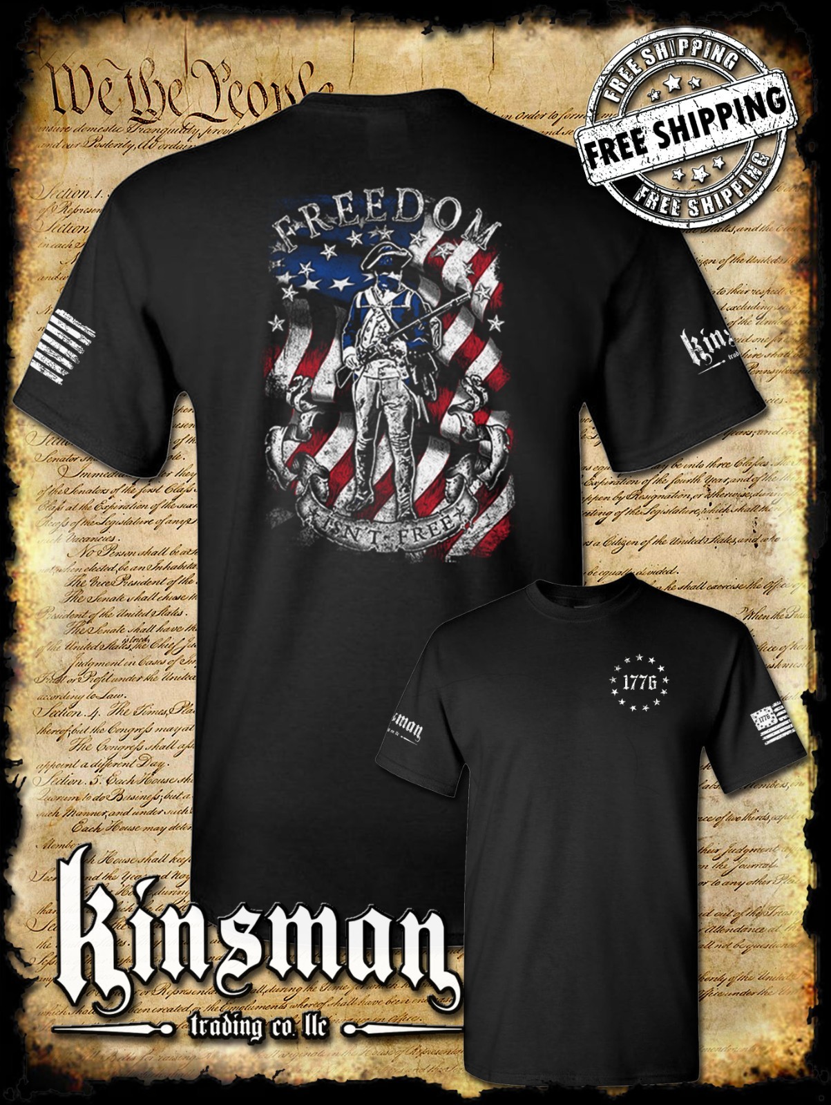 Freedom Isn't Free Patriotic American Flag 2-Sided T-Shirt - 2nd Amendment USA gallery