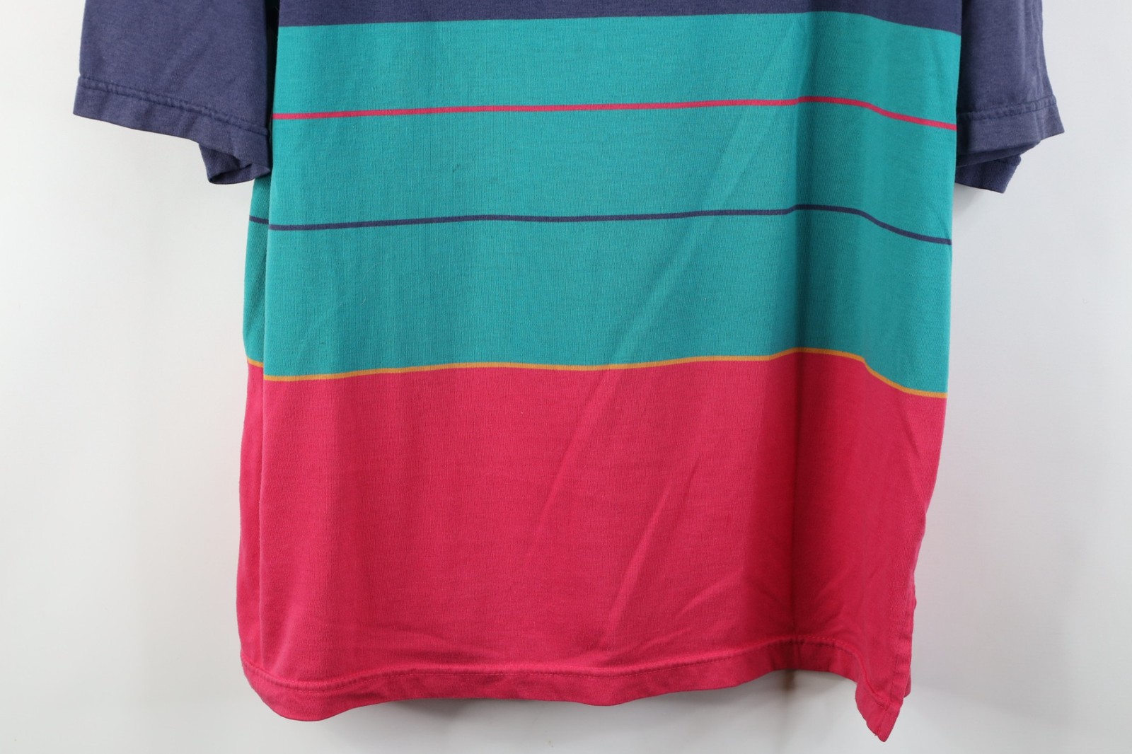 Vintage 90s Streetwear Mens Large Distressed Striped Color Block Knit T-Shirt gallery