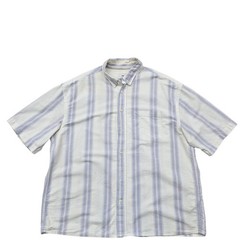 H&M Men’s Oversized White/Blue Stripe Short Sleeve Button-Up L