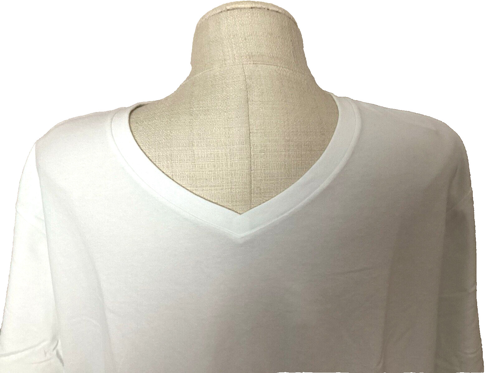 GEORGE White Short Sleeve V-Neck Tee Shirt Sz. 2XL* gallery