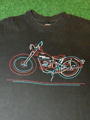 Vintage Harley Davidson 80s 90s Abstract Neon Art Lines Mens Large Biker T Shirt