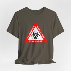 Biohazard Warning T-Shirt | Dangerous Hazardous Stay Clear Graphic Tee