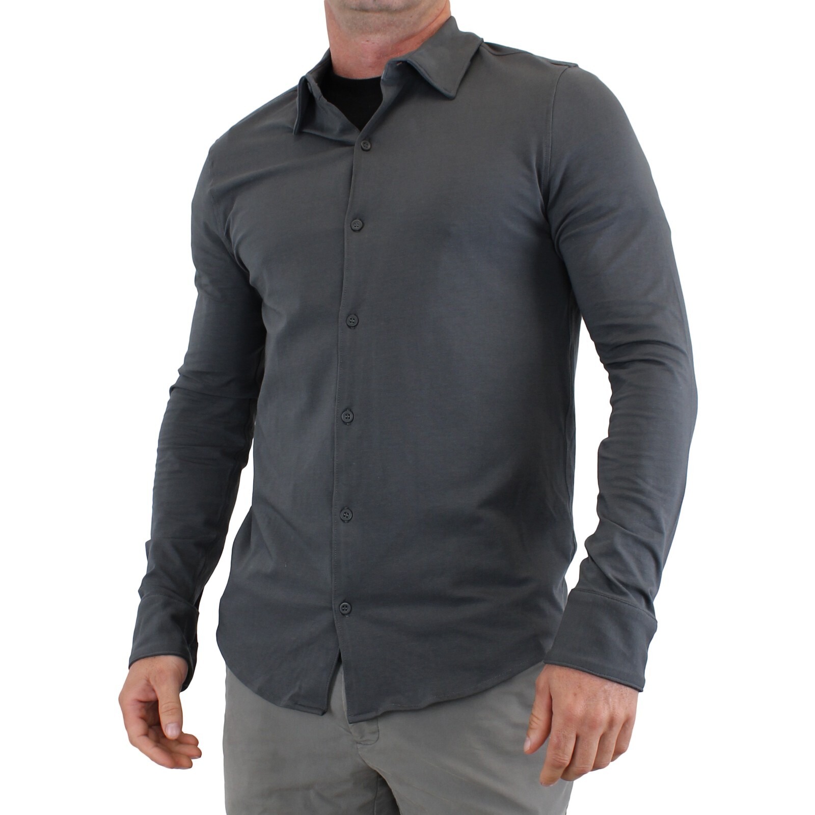True Classic Men's, Knit Long Sleeve, Slightly Relaxed Fit Collard Shirt gallery