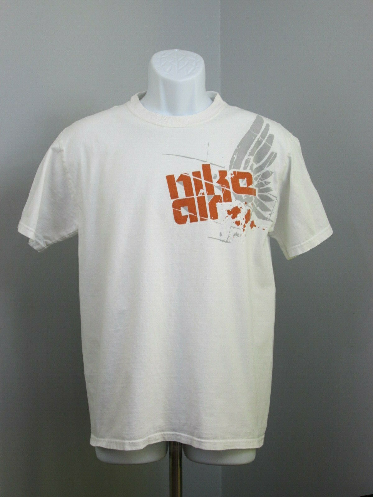 Nike Air T-Shirt Mens Size M Chest 37 White Orange Gray Short Sleeve 224-25137 gallery