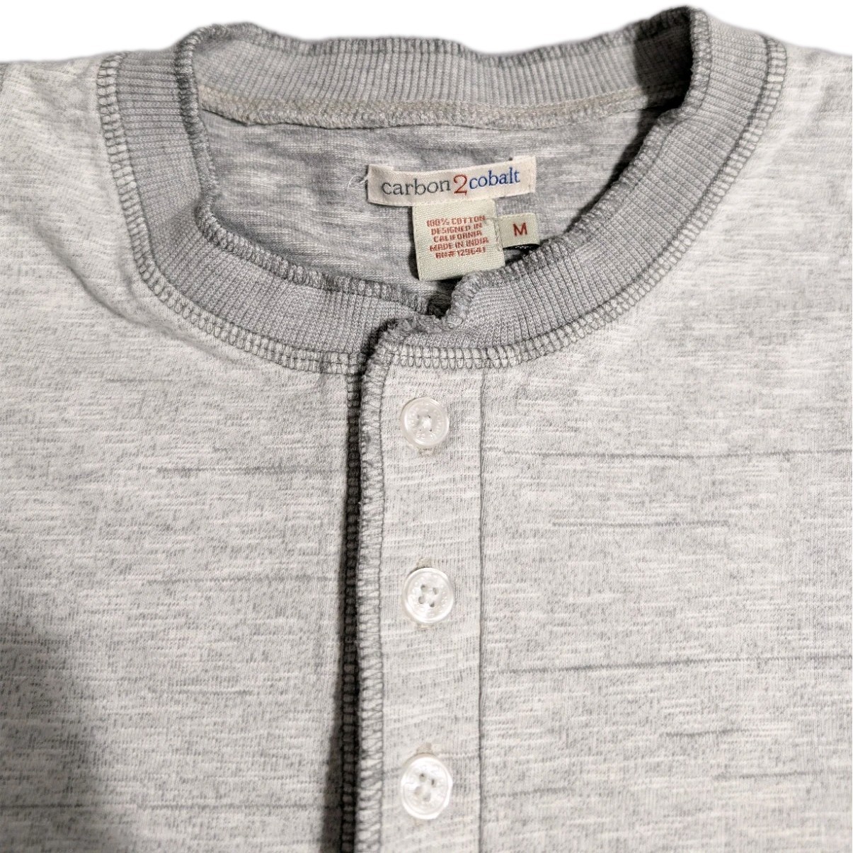 Carbon2Cobalt Thermal Henley Shirt Mens Medium Gray Long Sleeve Elbow Patch gallery