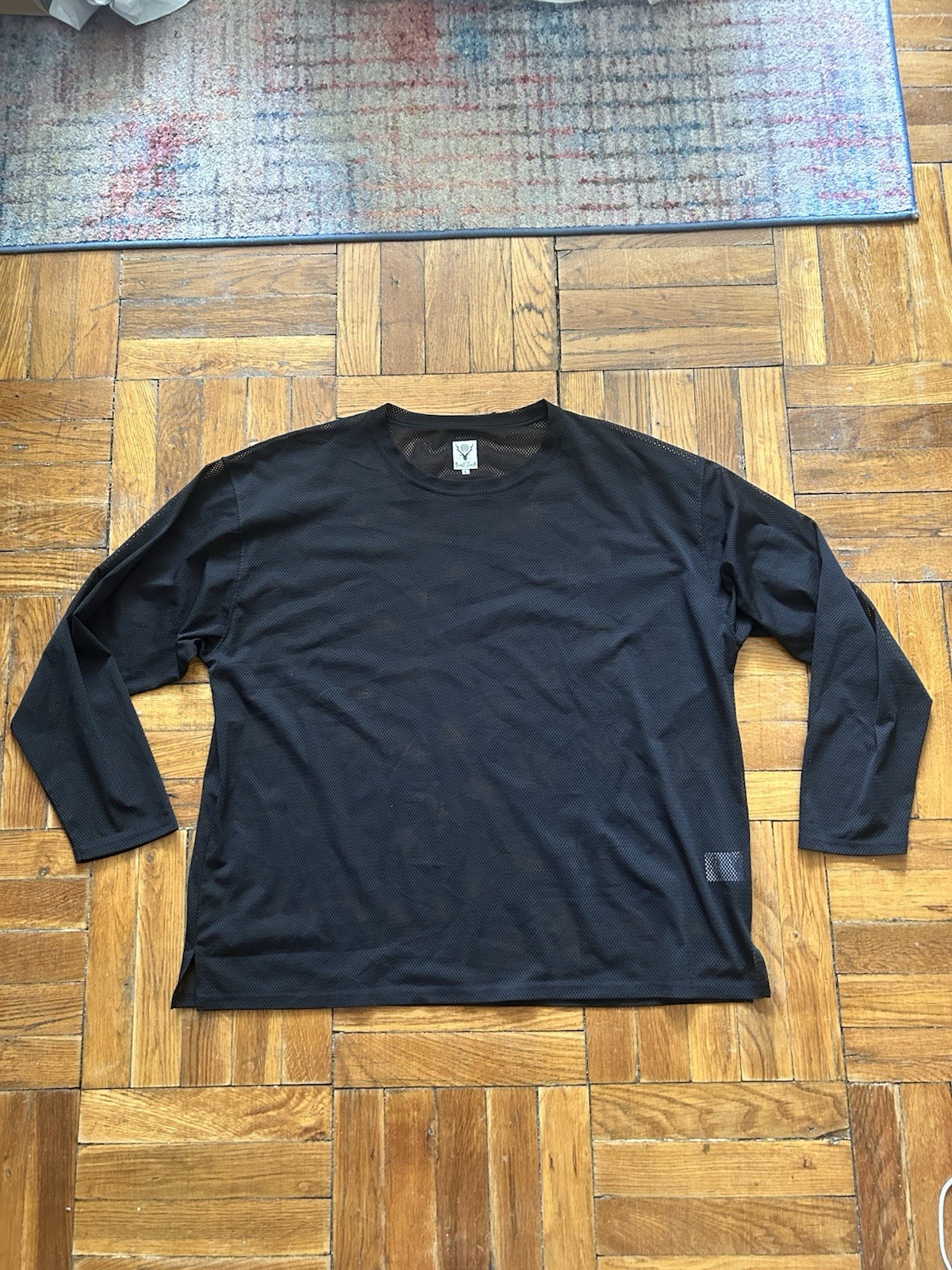 South2 West8 Black Semi-Sheer Long Sleeve T-Shirt Large gallery