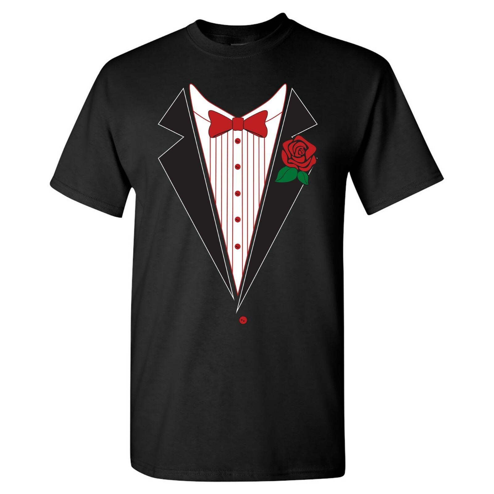 Tuxedo with Rose - Classy Formal Funny Party Bowtie T Shirt gallery