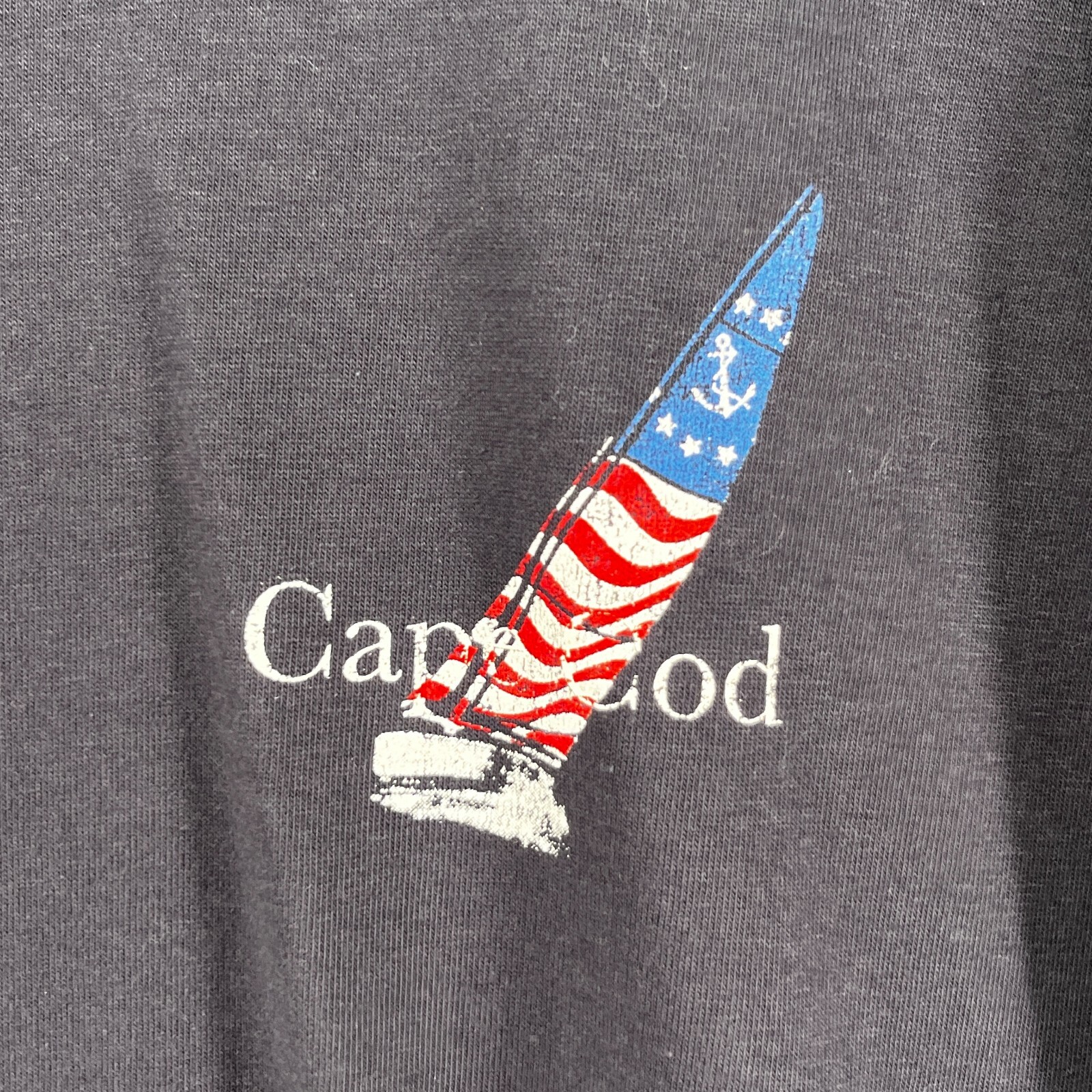 CUFFY Shirt Adult L Cape Cod Yacht Ensign Sailboat Nantucket Cotton Blue NEW gallery